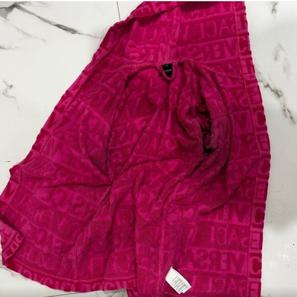 Pink Versace short robe size small terry cloth Versace logo monogram print belt - Picture 3 of 5